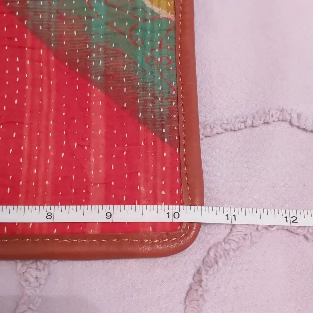 Kantha Envelope Bag Floral Quilted Clutch Magnetic Snaps Hand-stitched